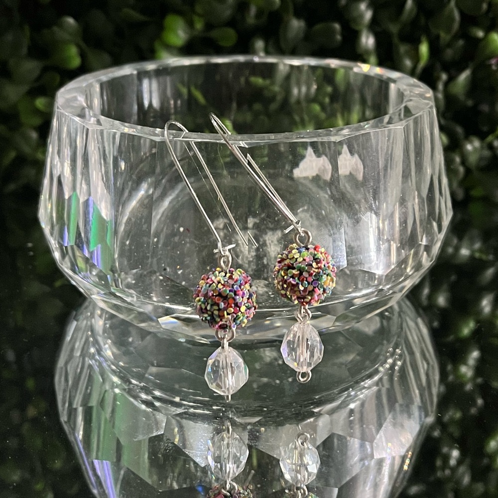 Confetti Crystal Dangle Statement Earrings - image 1